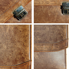 Image showing set grunge leather texture briefcase