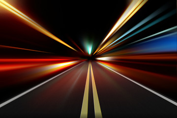 Image showing abstract night acceleration speed motion 