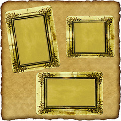 Image showing vintage scrapbook old paper with frames 