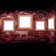 Image showing frames old leather on a brickwall