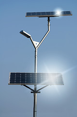 Image showing Solar panels and lamp
