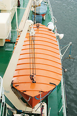 Image showing Life boat onboard the ship
