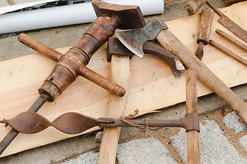 Image showing Ancient the carpenter tools