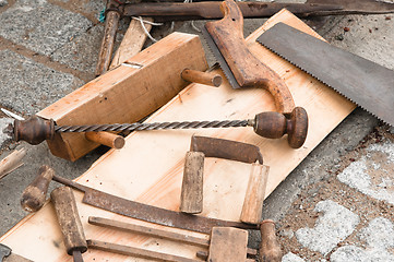 Image showing Ancient the carpenter tools