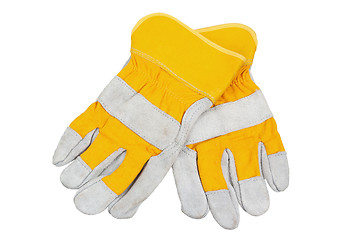 Image showing Yellow working gloves, it is isolated on white