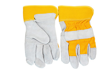 Image showing Yellow working gloves, it is isolated on white