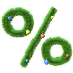 Image showing Percent symbol made of christmas tree branches