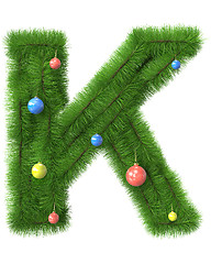 Image showing K letter made of christmas tree branches