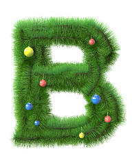 Image showing B letter made of christmas tree branches