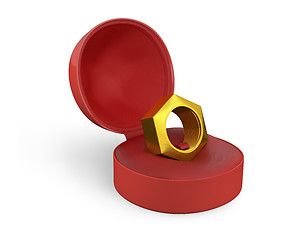 Image showing Golden female screw in a white ring box