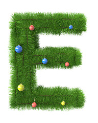 Image showing E letter made of christmas tree branches