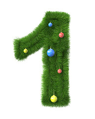 Image showing 1 number made of christmas tree branches