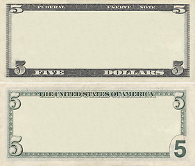 Image showing Clear 5 dollar banknote pattern