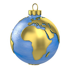 Image showing Christmas ball shaped as globe or planet, Africa part