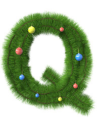 Image showing Q letter made of christmas tree branches