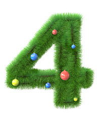 Image showing 4 number made of christmas tree branches