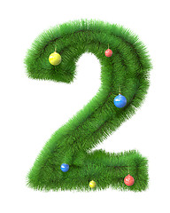 Image showing 2 number made of christmas tree branches