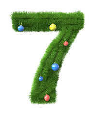 Image showing 7 number made of christmas tree branches