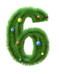 Image showing 6 number made of christmas tree branches