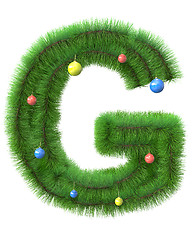 Image showing G letter made of christmas tree branches