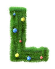 Image showing L letter made of christmas tree branches