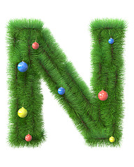 Image showing N letter made of christmas tree branches