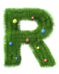 Image showing R letter made of christmas tree branches