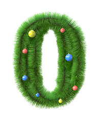 Image showing 0 number made of christmas tree branches