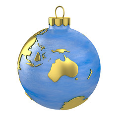Image showing Christmas ball shaped as globe or planet, Australia part