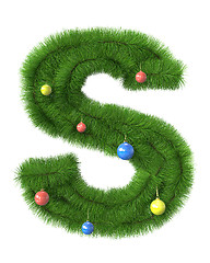 Image showing S letter made of christmas tree branches