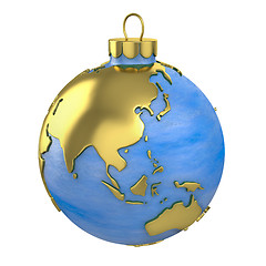 Image showing Christmas ball shaped as globe or planet, Asia part