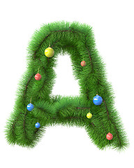 Image showing A letter made of christmas tree branches