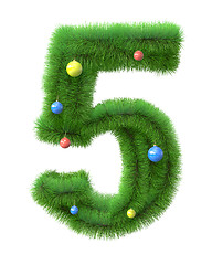 Image showing 5 number made of christmas tree branches