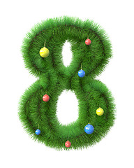 Image showing 8 number made of christmas tree branches