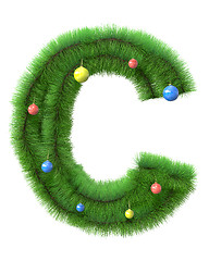 Image showing C letter made of christmas tree branches