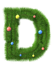 Image showing D letter made of christmas tree branches