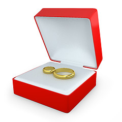 Image showing Pair of wedding rings in a box