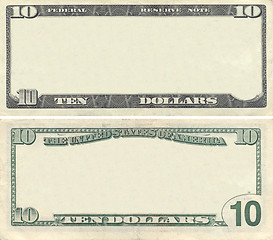 Image showing Clear 10 dollar banknote pattern