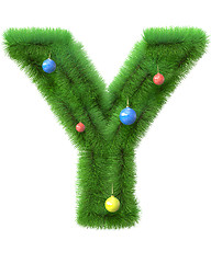 Image showing Y letter made of christmas tree branches