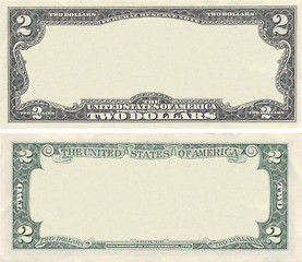 Image showing Clear 2 dollar banknote pattern for design purposes