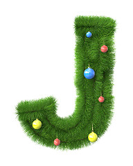 Image showing J letter made of christmas tree branches