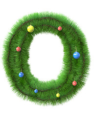 Image showing O letter made of christmas tree branches