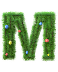 Image showing M letter made of christmas tree branches