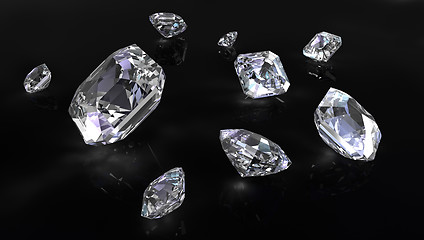 Image showing Few asscher cut diamonds