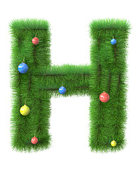 Image showing H letter made of christmas tree branches