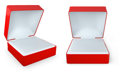 Image showing Red rectangular ring box, two views