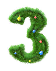 Image showing 3 number made of christmas tree branches