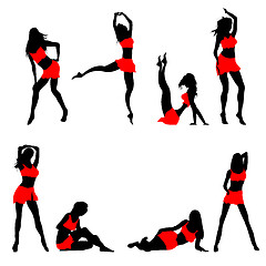 Image showing Dancing girls silhouettes on white