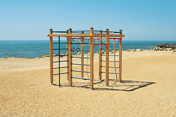 Image showing Children's playground by the sea.