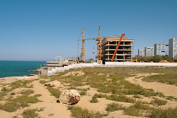 Image showing Construction on the beach.